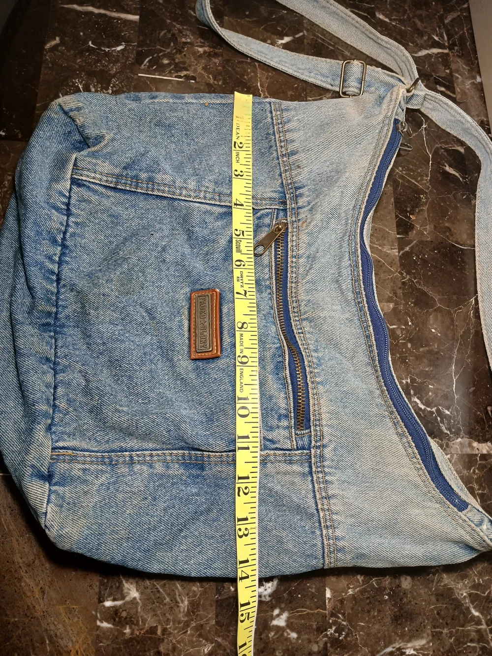 Y2k Faded Glory Light Blue Denim Messenger Bag with Adjustable Strap